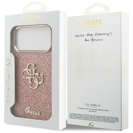 Guess Fixed Glitter Big 4G Metal Frame - Etui iPhone 17 Pro Max (różowy)