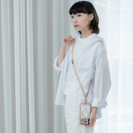 Moshi 2-in-1 Wrist & Body Strap with Adapter - Smycz ze skóry eco do telefonu (Misty Coral)