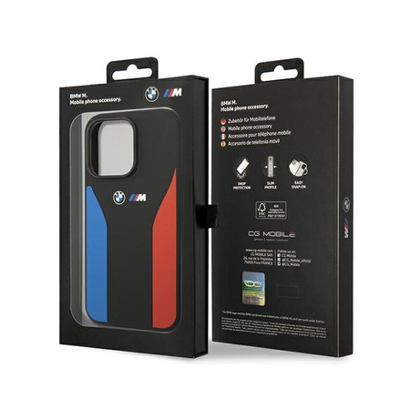 BMW Silicone Blue&Red Stripes M Collection - Etui iPhone 15 Pro (czarny)