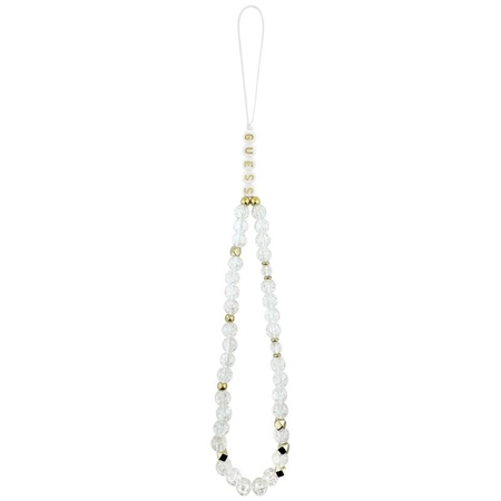 Guess IML Flowers Electro Pearl Strap MagSafe - Etui iPhone 17 (biały)