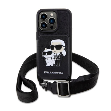 Karl Lagerfeld Crosssbody NFT Saffiano Karl & Choupette - Etui iPhone 14 Pro (Czarny)
