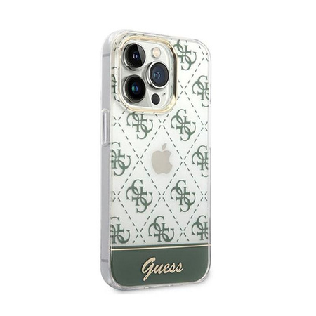Guess 4G Stripe Script Logo Electroplated Pattern – Etui iPhone 14 Pro Max (khaki)