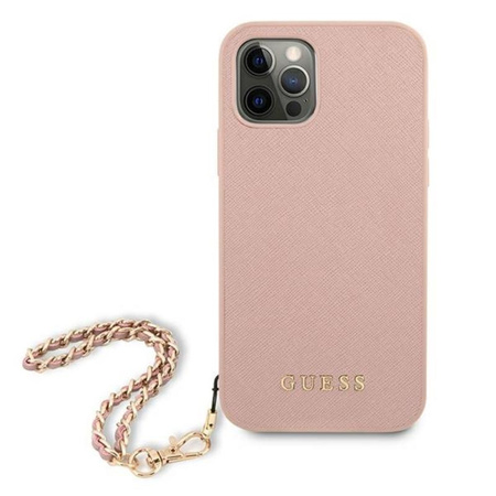 Guess Saffiano Chain - Etui iPhone 12 Pro Max (różowy)