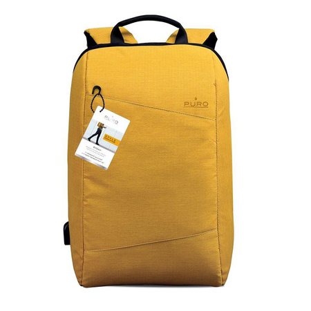 PURO Byday - Plecak z zewnętrzym portem USB MacBook Pro 15" / Notebook 15.6" (żółty)