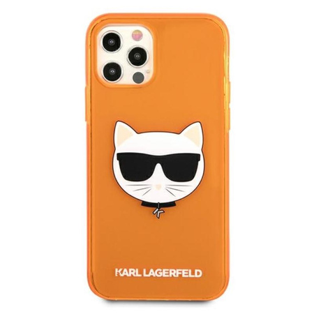 Karl Lagerfeld Choupette Head - Etui iPhone 12 / iPhone 12 Pro (fluo pomarańczowy)