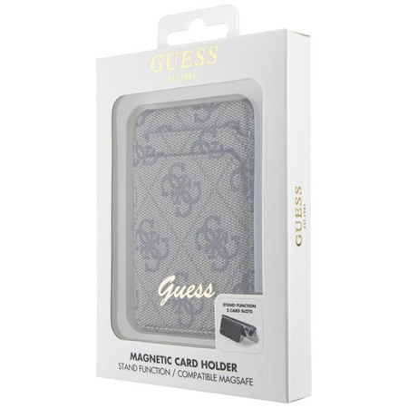 Guess Wallet Cardslot Stand MagSafe 4G Classic Logo - Portfel magnetyczny z funkcją standu (brązowy)