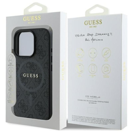 Guess 4G Ring Classic Logo MagSafe - Etui iPhone 16 Pro Max (czarny)