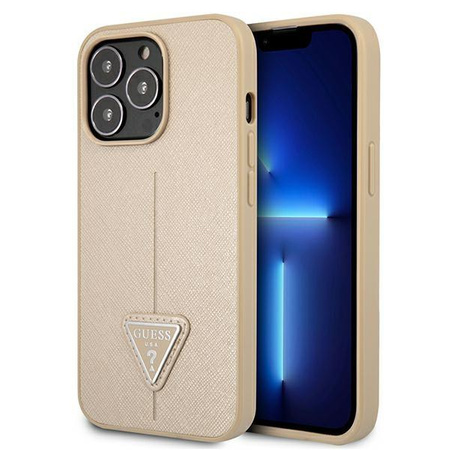 Guess Saffiano Triangle Logo Case – Etui iPhone 13 Pro Max (beżowy)