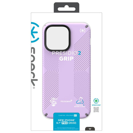 Speck Presidio2 Grip - Antypoślizgowe etui iPhone 14 Pro Max (Spring Purple / Cloudygrey / White)
