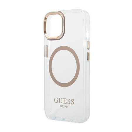 Guess Metal Outline Magsafe - Etui iPhone 14 Plus (przezroczysty / złoty)