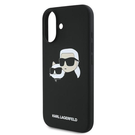 Karl Lagerfeld Silicone Double Heads Print MagSafe - Etui iPhone 16 Plus (czarny)