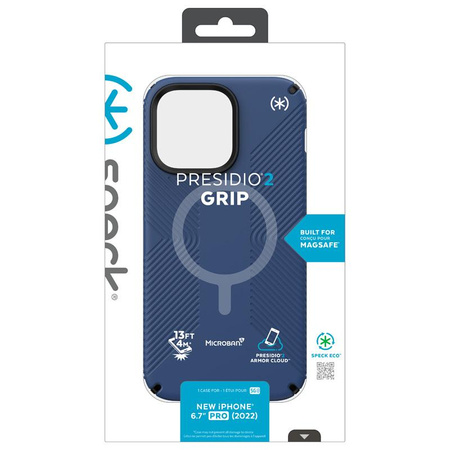 Speck Presidio2 Grip MagSafe - Antypoślizgowe etui iPhone 14 Pro Max (Coastal Blue / Black / White)