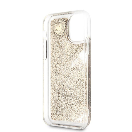 Guess Liquid Glitter Hearts - Etui iPhone 11 Pro (złoty)