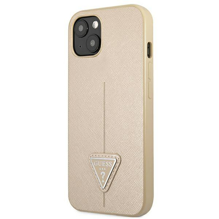 Guess Saffiano Triangle Logo Case – Etui iPhone 13 (beżowy)
