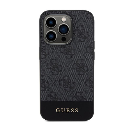 Guess 4G Bottom Stripe Metal Logo Collection - Etui iPhone 15 Pro (szary)