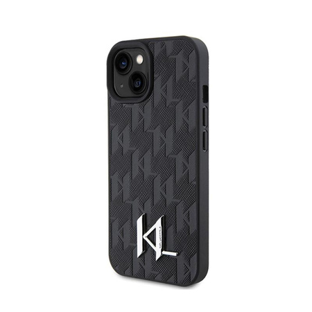 Karl Lagerfeld Leather Monogram Hot Stamp Metal Logo - Etui iPhone 15 (czarny)