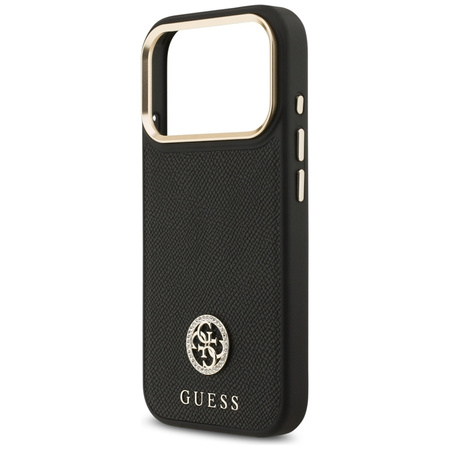 Guess Grained Strass Logo MagSafe - Etui iPhone 17 Pro (czarny)