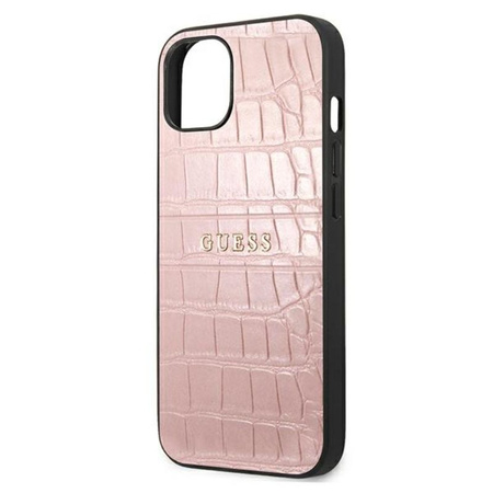 Guess Croco Stamp Lines - Etui iPhone 13 (różowy)