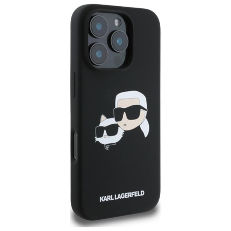 Karl Lagerfeld Silicone Double Heads Print MagSafe - Etui iPhone 16 Pro (czarny)