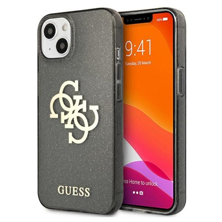 Guess Glitter 4G Big Logo - Etui iPhone 13 (czarny)