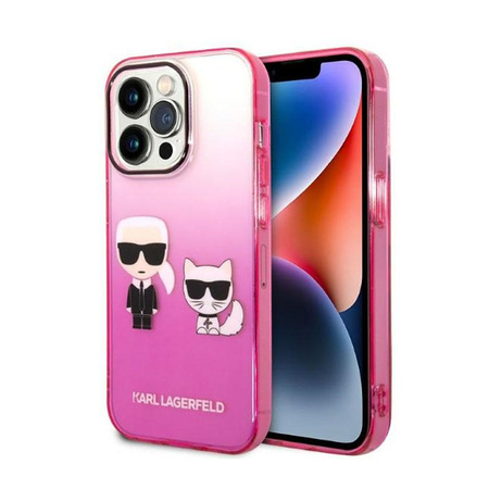 Karl Lagerfeld Gradient Ikonik Karl & Choupette - Etui iPhone 14 Pro (różowy)