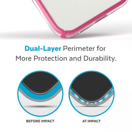 Speck Presidio Perfect-Clear with Impact Geometry + MagSafe - Etui iPhone 14 Pro z powłoką MICROBAN (Clear / Digital Pink)