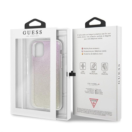 Guess Glitter Gradient - Etui iPhone 11 Pro (Gold/Pink)
