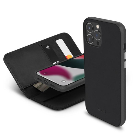 Moshi Overture - Etui 3w1 z klapką iPhone 13 Pro Max (antybakteryjne NanoShield™) (Jet Black)