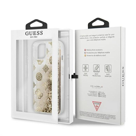Guess Peony Liquid Glitter - Etui iPhone 13 mini (złoty)