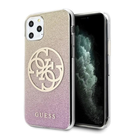 Guess Gradient Circle Glitter 4G - Etui iPhone 11 Pro (Gold/Pink)