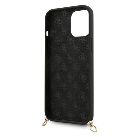 Guess HC Silicone Printed Logo + Strap - Etui z odpinaną smyczką iPhone 12 Pro Max (czarny)