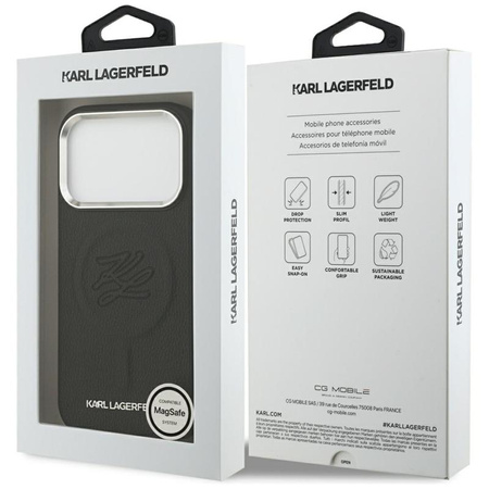 Karl Lagerfeld Initial & Metal Logo MagSafe - Etui iPhone 17 Pro (czarny)