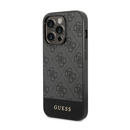 Guess 4G Bottom Stripe Metal Logo Collection - Etui iPhone 14 Pro (szary)