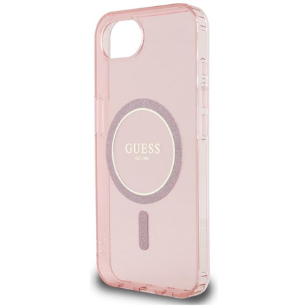 Guess IML Glitter Circle MagSafe - Etui do iPhone 16e (różowy)