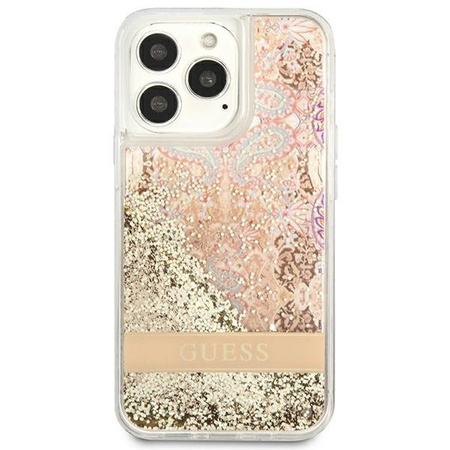 Guess Liquid Glitter Paisley - Etui iPhone 13 Pro Max (złoty)