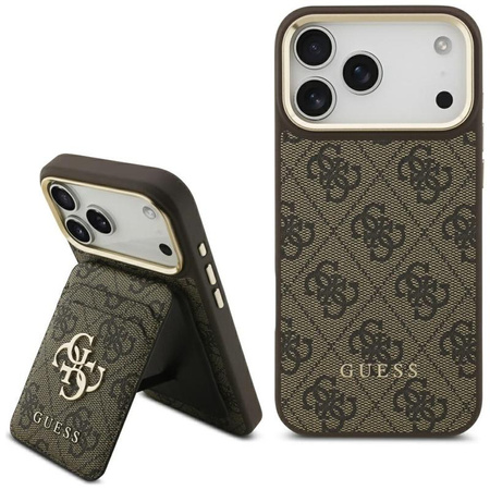 Guess Bundle Pack MagSafe 4G - Zestaw etui + portfel MagSafe do iPhone 17 Pro Max (brązowy)