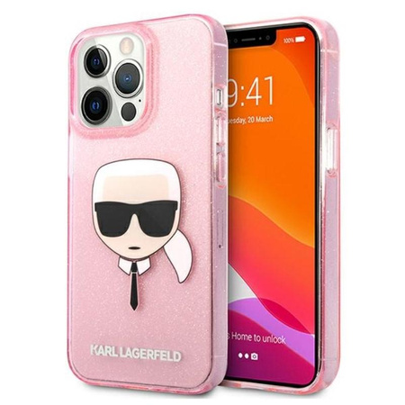 Karl Lagerfeld Karl’s Head Glitter - Etui iPhone 13 Pro (różowy)
