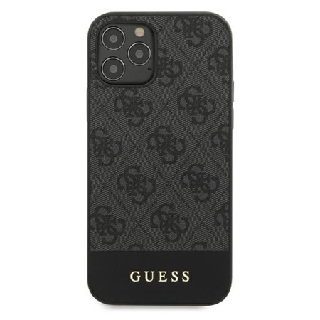 Guess 4G Bottom Stripe Collection - Etui iPhone 12 / iPhone 12 Pro (szary)