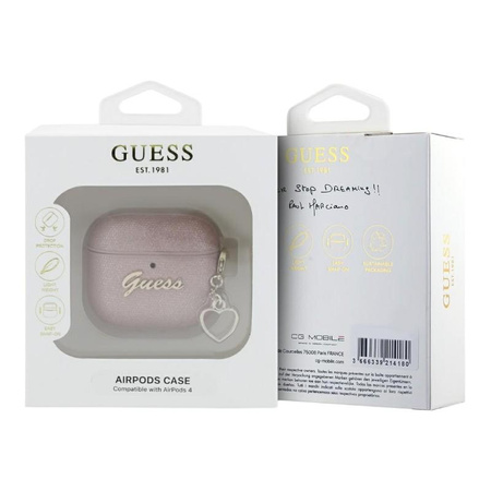Guess Metallic Script Charm - Etui AirPods 4 (różowy)