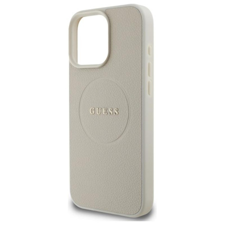 Guess Grained Ring MagSafe - Etui iPhone 16 Pro Max (beżowy)