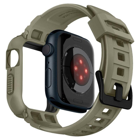 Spigen Rugged Armor Pro - Pasek z obudową do Apple Watch 44/45 mm (Vintage Khaki)