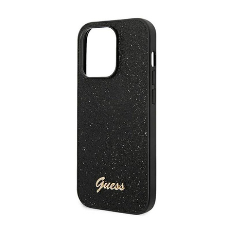 Guess Glitter Flakes Metal Logo Case – Etui iPhone 14 Pro (czarny)