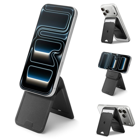 Spigen S314-3 Slim Fold Tripod MagSafe - Portfel magnetyczny z funkcją standu (Czarny)