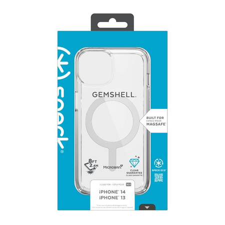 Speck Gemshell + MagSafe - Etui do iPhone 14 / iPhone 13 z połowką MICROBAN (Clear)