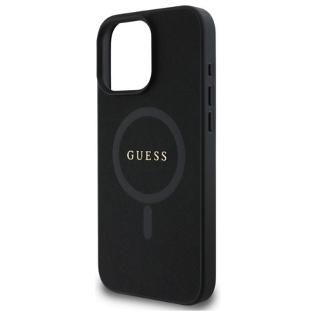 Guess Saffiano Classic Logo MagSafe - Etui iPhone 16 Pro Max (czarny)