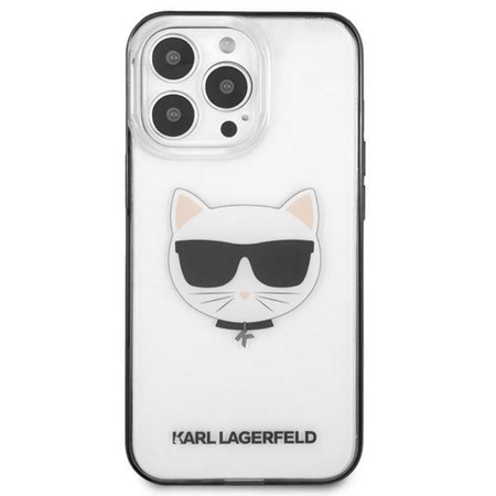 Karl Lagerfeld Choupette Head - Etui iPhone 13 Pro Max (przezroczysty / czarna ramka)