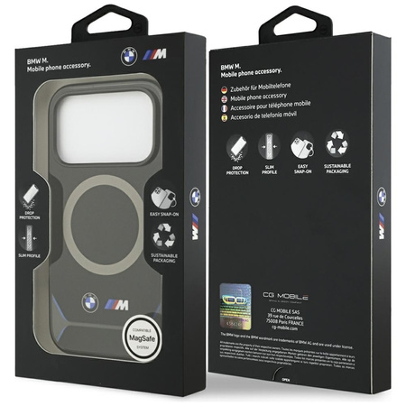 BMW M IML Metal Buttons & Logo MagSafe - Etui iPhone 17 Pro (czarny / niebieski)