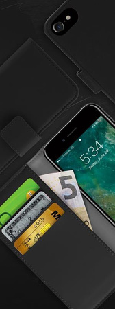 PURO Wallet Detachable - Etui 2w1 iPhone SE (2022 / 2020) / 8 / 7 / 6s (czarny)