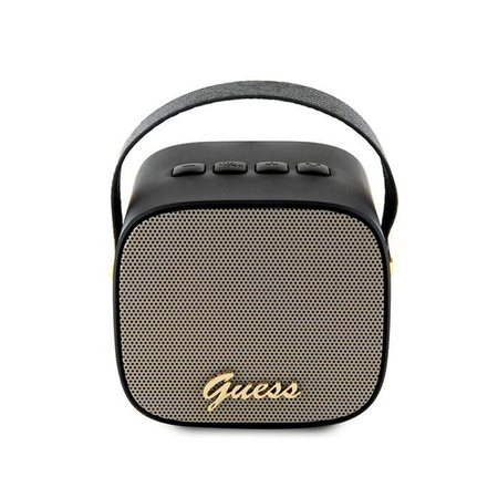 Guess Mini Bluetooth Speaker 4G Leather Script Logo with Strap - Głośnik Bluetooth V5.3 (czarny)