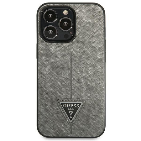 Guess Saffiano Triangle Logo Case – Etui iPhone 13 Pro (srebrny)